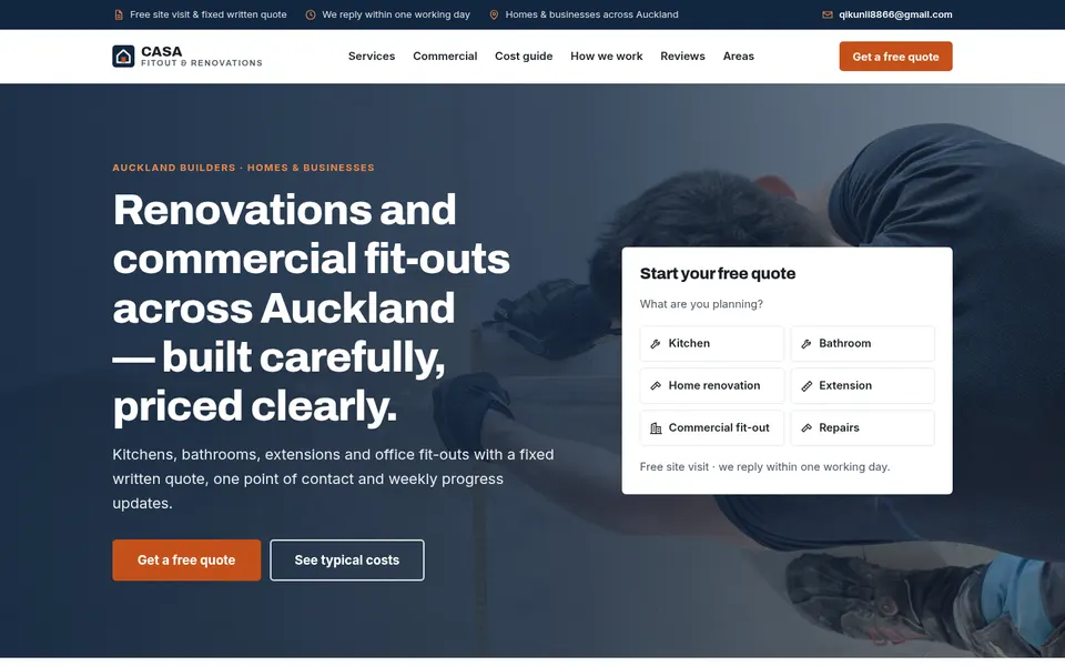 Casa Fitout & Renovations and 333 Clean — desktop home page