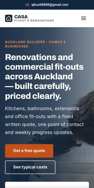 Casa Fitout & Renovations — mobile home page